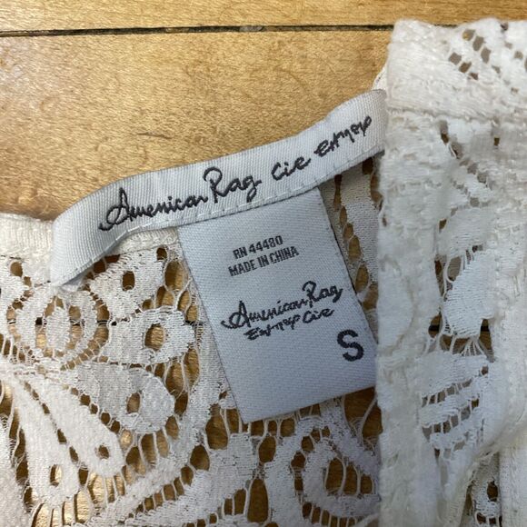 American Rag Dress Women’s Small Lace Floral White Lined Zip Back Fit N Flare - Picture 2 of 14